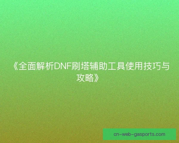《全面解析DNF刷塔辅助工具使用技巧与攻略》
